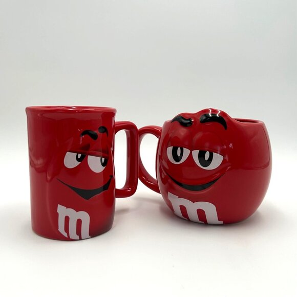 M&Ms Red Character Mug Set - 2 Unique Ceramic Mugs With Playful Expressions - Picture 1 of 9